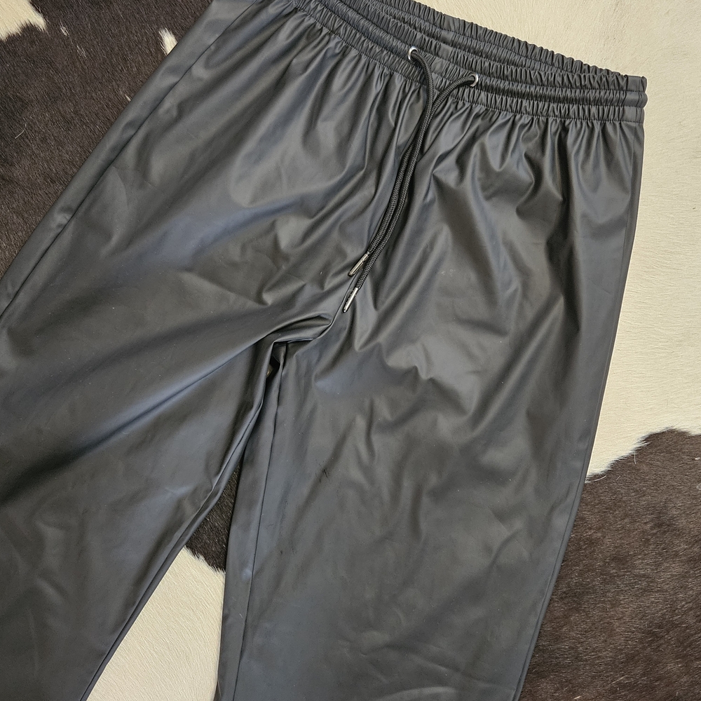 Magasin Du Nord Black Vinyl Look Jogger Pants with Drawstring Waist - Denmark S